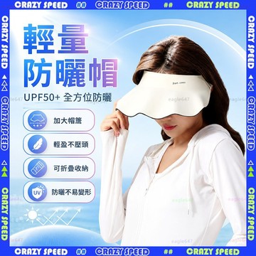 【狂速】無包裝隔日到 防曬帽 UPF50 全臉遮陽帽 空頂可摺疊登山帽 抗UV防潑水 海灘騎車 夏季女帽 超輕量