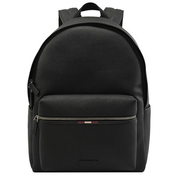 BALLY 壓印LOGO 經典防刮素面拉鍊後背包(黑)