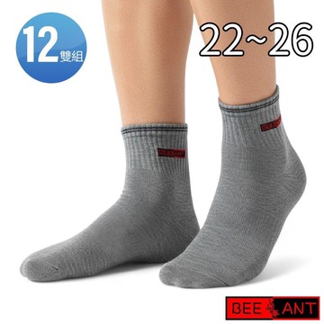 【蜂蟻】螺紋雙線條1/2休閒襪(12雙組#BA7003)