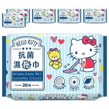 Hello Kitty 凱蒂貓 抗菌濕拖巾  6包  300 x 200mm