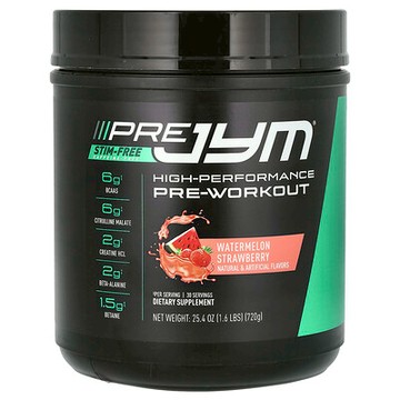 JYM Supplement Science, Pre JYM，高表現鍛鍊前配方，無刺激，西瓜草莓，1.6 磅（720 克）