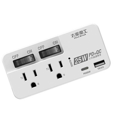 [COSCO代購6] D143941 太星電工 25W PD+QC 2開2插壁插轉接器 兩入組
