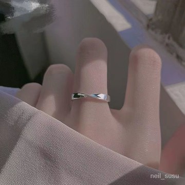【24時特賣】戒指 女生戒指 個性戒指 指環 925純銀莫比烏斯素圈戒指女ins小眾高級高端輕奢
