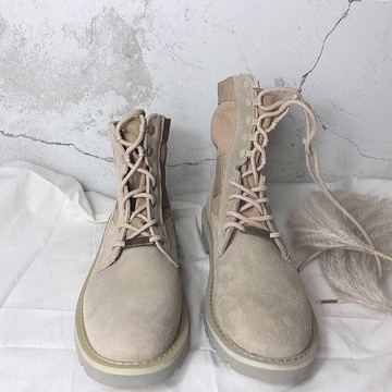 秋冬復古INS百搭情侶中高幫工裝鞋男馬丁靴女真皮沙漠靴磨砂皮靴