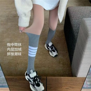 出清不補  光腿神器 超自然 秋冬保暖褲 保暖褲 絲襪 加絨加厚拼接打底褲顯瘦外穿瘦腿條紋絲襪女光腿神器秋冬裸感