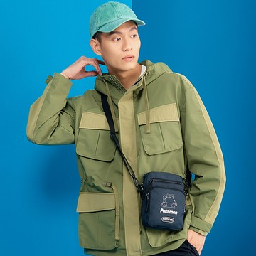 【OUTDOOR】寶可夢Pokemon-夜光卡比獸直式側背包(碳灰色)