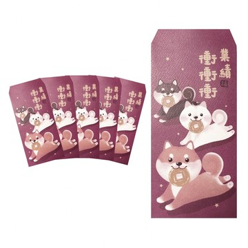 摩達客農曆春節開運柴犬狗狗創意設計 台灣文創紅包袋  12入