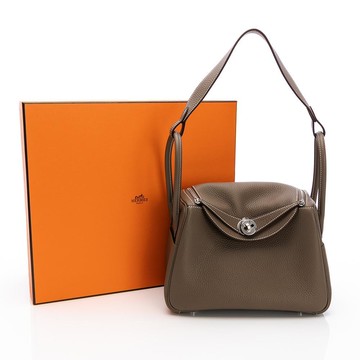 【奢華之夜8折UP-買就送TECO智慧型製麵包機】HERMES愛馬仕 Lindy 26(象灰銀扣) (H073428CK18)