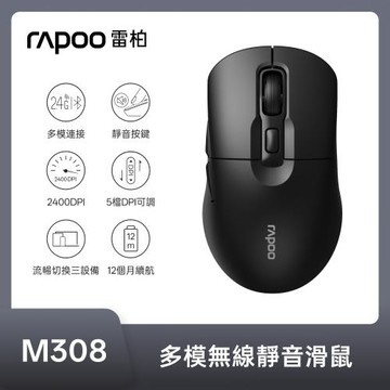 RAPOO 雷柏 M308多模無線滑鼠-黑