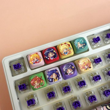 🌸日漫🌸美少女戰士 全系列周邊 月光仙子 美少女鍵帽鍵帽單個粉底液陶瓷PBT原廠可愛3d立體美少女戰士鍵盤