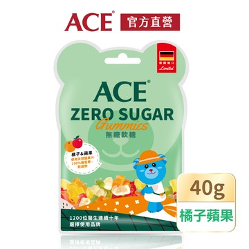 ACE - 【ACE】ZERO SUGAR 蘋果橘子無糖Q軟糖40g/袋