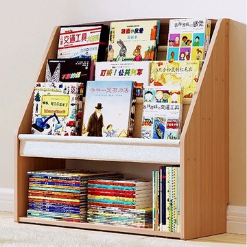 【樂樂】好好繪書架 木質兒童玩具繪本架B款 基礎/三層繪本+格子 長83cm(寶寶閱讀收納架 二合一體 實木落地書架)基礎/三層繪本+格子-B款83cm