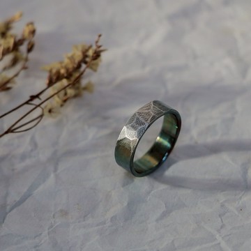 岩紋個性寬版 純銀戒指