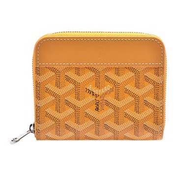GOYARD 經典Matignon手工帆布拉鍊多夾層零錢包(黃色)