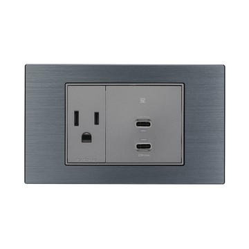 【易智快充】65W USB快充插座面板(插座+2/3 65WUSB快充)金屬碳灰
