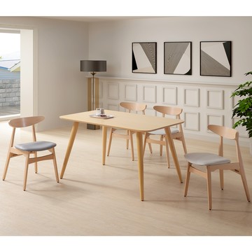 直人木業-DORA歐洲山毛櫸全實木桌135X80公分 / RUNA山毛櫸餐椅(一桌四椅)