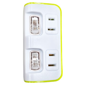 超電王 2開2插2P小壁插 MAX15A 125VAC 最大合計MAX1650W 台灣製  17cm  白色 + 黃色  1條