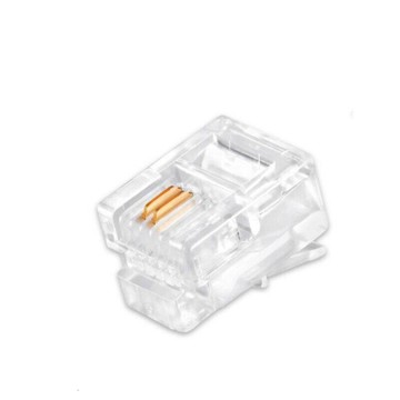 水晶頭6P2C 二芯電話水晶頭 鍍金三叉水晶頭 電話線接頭【GD293】  123便利屋