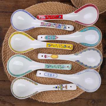 家用湯勺陶瓷大勺子大湯瓷勺木勺子湯匙大號長柄粥勺稀飯勺陶瓷勺