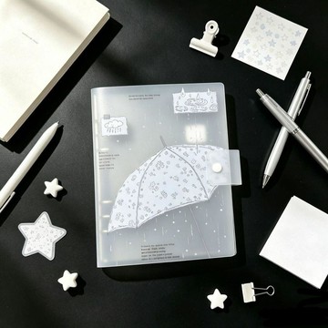 🎀臺灣出貨🎀韓系創意插畫活頁本合集pvc外殼透明A5多功能手賬本學生記事本 筆記本 手帳本 手帳 日記本 記事本 手