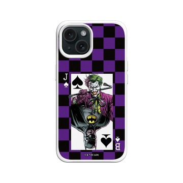 iPhone 15 SolidX 白 - Joker - 小丑與蝙蝠俠撲克牌 - 棋盤風格
