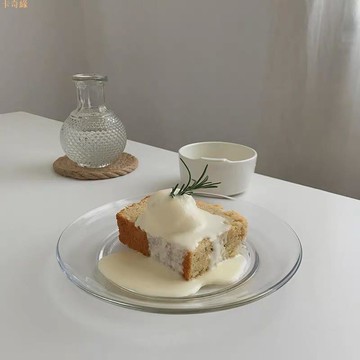 復古透明鋼化玻璃盤可微波咖啡廳盤子水果盤點心盤ins水果甜點盤沙拉盤