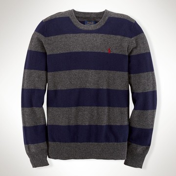 美國百分百【全新真品】Ralph Lauren 針織衫 RL polo 小馬 條紋 線衫 深藍 灰 XS S C462