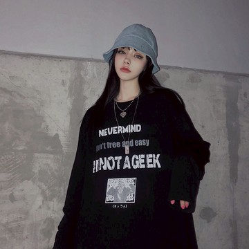 長袖女T恤純棉印花情侶裝韓版時尚百搭原宿風暗黑系寬松潮春秋新款【聚寶屋】