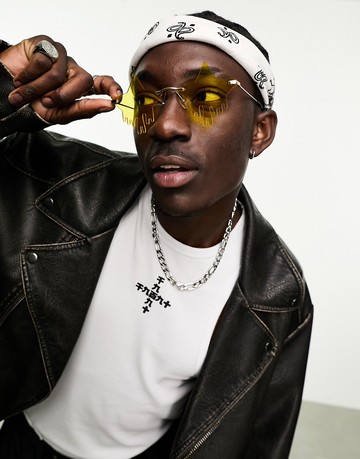ASOS DESIGN star fashion sunglasses with yellow lens in gold