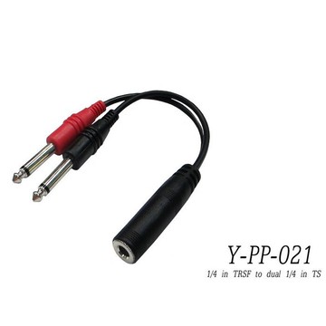 Stander Y-PP-021 台製立體聲 6.3mm 母頭轉 6.3mm 公頭左右音源訊號分接線【唐尼樂器】