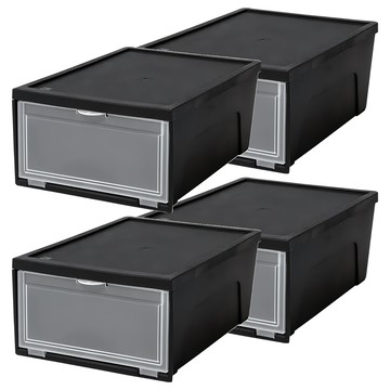 IRIS OHYAMA 愛麗思歐雅瑪 韓國製 收納鞋盒 28 x 34.6 x 17cm 500g  黑色  4個