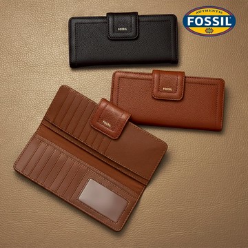 【FOSSIL 官方旗艦館】Madison 多層扣式真皮長夾 (多色可選)