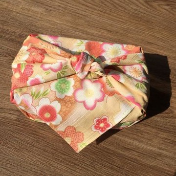 日本進口竹節棉和風布料純棉棉布花海手帕女士手絹小風呂敷包裹布