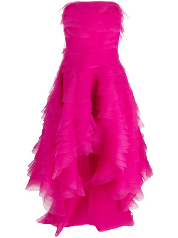 Ana Radu - corset-style ruffled maxi dress - women - Polyester - S - Pink