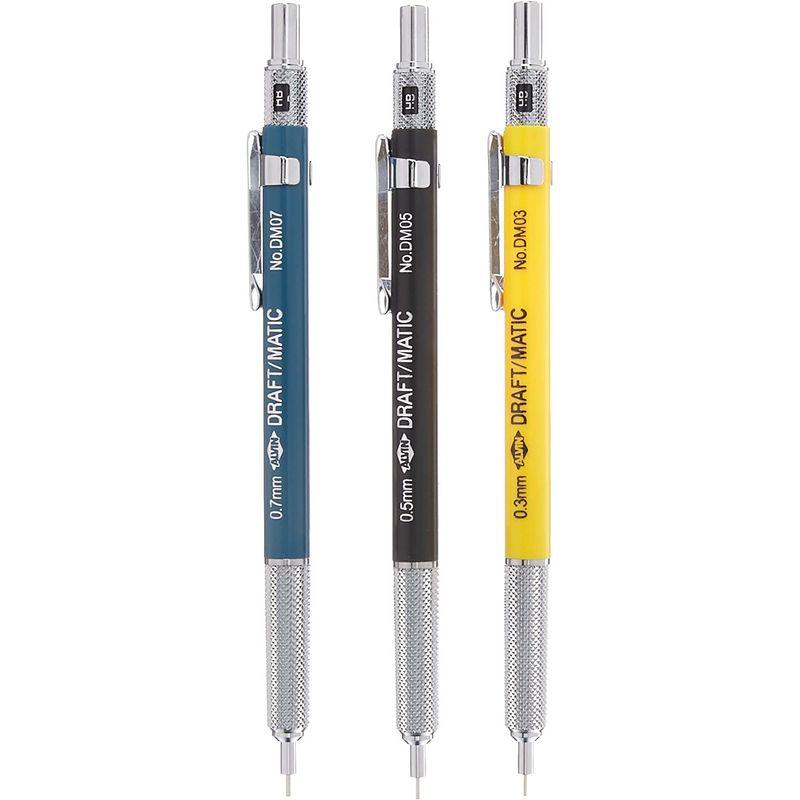 Alvin dm357 C Draftmatic Mechanical Pencils,3のセット,dm03 dm05 dm07