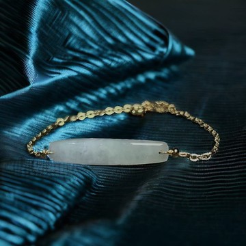 冰種翡翠無事牌手鍊 14K包金 | 天然緬甸玉A貨翡翠 | 送禮