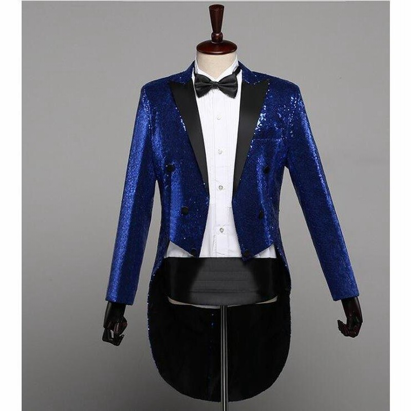 メンズスーツコート スパンコール（7色配色）ミドル丈タキシード