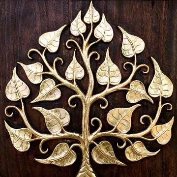 泰國特色家居墻壁裝飾品 招財菩提樹墻飾掛件 客廳餐廳玄關木雕畫1入