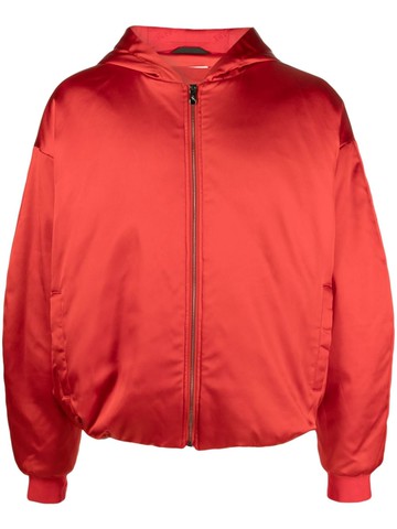 Ferrari - strap-detail satin hooded jacket - unisex - Fabric - L - Red
