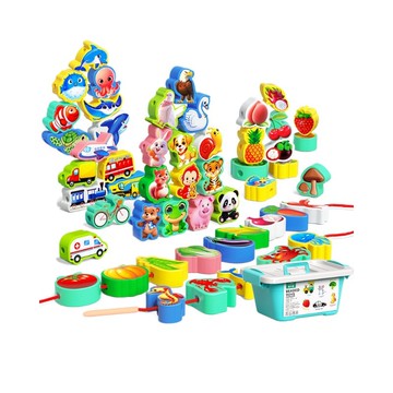 「愛思系列」 兒童串珠益智動腦動手專注力穿繩子蒙氏早教寶寶1-2歲大顆粒玩具