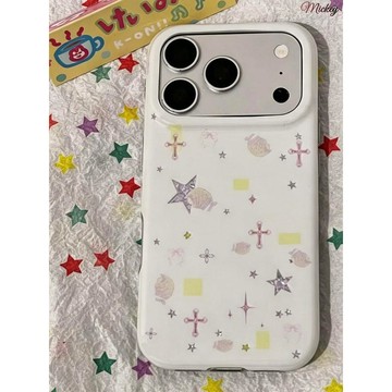 ins古早鐳射星星十字架蘋果17Pro/16/15/14手機殼13小眾12/11個性