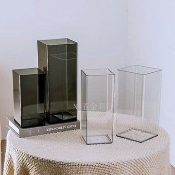 購滿99出貨 臺灣出貨 亞克力防摔花瓶 水養水培插花富貴竹 透明方形小口徑鮮花裝飾客廳