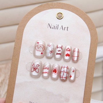 追光貓眼穿戴式美甲 蝴蝶結美甲 愛心穿戴甲 小短T 可拆卸穿戴甲 美甲貼片 指甲片 美甲片 指甲貼 美甲 分碼10片