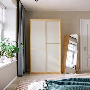 林氏木業現代簡約金線1.2M滑門衣櫃 JC3D-白色 (H014337517)