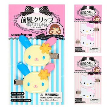 小禮堂 Sanrio 三麗鷗 造型髮夾2入組 (大臉款) Kitty Charmmy 花小兔