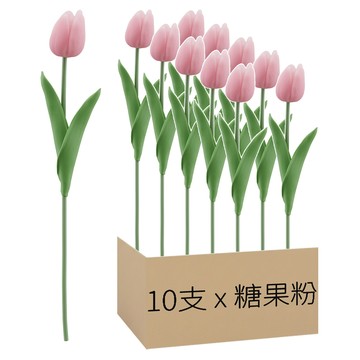 人造花 仿真鬱金香單枝 34cm 12g  糖果粉  10支