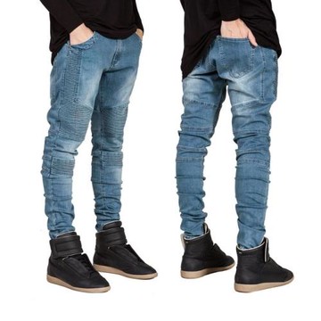 Men's Medium Stretch Crinkle Biker Jeans 男士褶皺機車牛仔褲