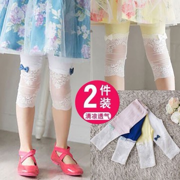 兒童襪子夏季女童七分褲薄款打底褲純棉蕾絲五分褲韓版莫代爾外穿