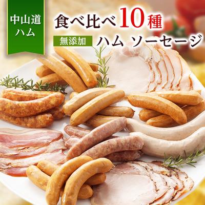 ふるさと納税 瑞浪市 食べ比べ10種  無添加ハム ソーセージ 冷凍 お取り寄せ ご自宅用 小パック 手作り中山道ハム