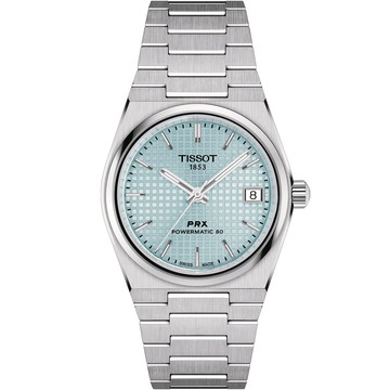 TISSOT PRX系列 80小時動力機械腕錶-T1372071135100/冰藍35mm